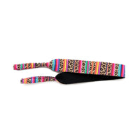 Thumbnail for Kids sunglass strap in leopard multi colored neoprene fabric.
