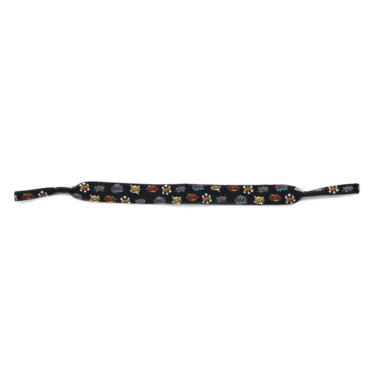 Kids sunglass strap in comic pow print on neoprene fabric