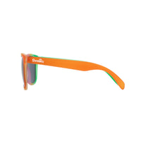 Side view of adult rainbow sunglasses with black non reflective polarized lenses
