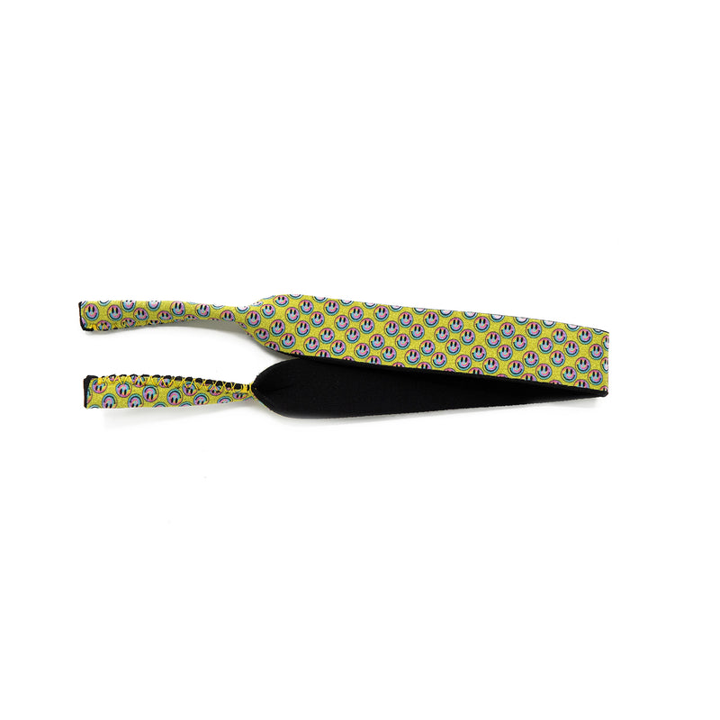 Kids sunglass strap in neoprene fabric and smiley face print
