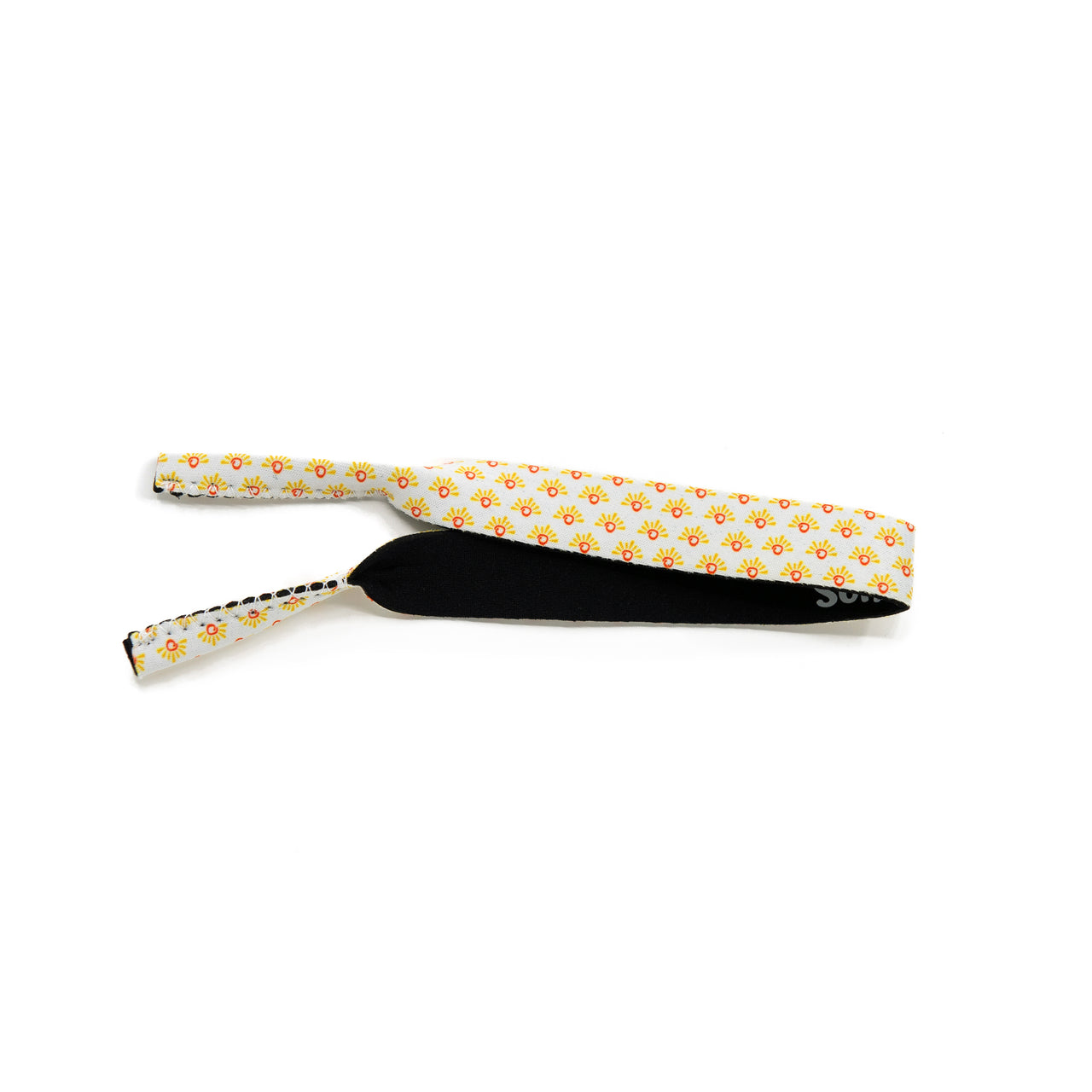 Kids sunglass leash in neoprene fabric and sunburst print