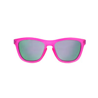 Thumbnail for Front view of kids two tone sunglasses with a hot pink front and turquoise sides 
