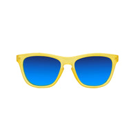 Thumbnail for Front view of yellow kids polarized sunglasses with reflective blue lenses